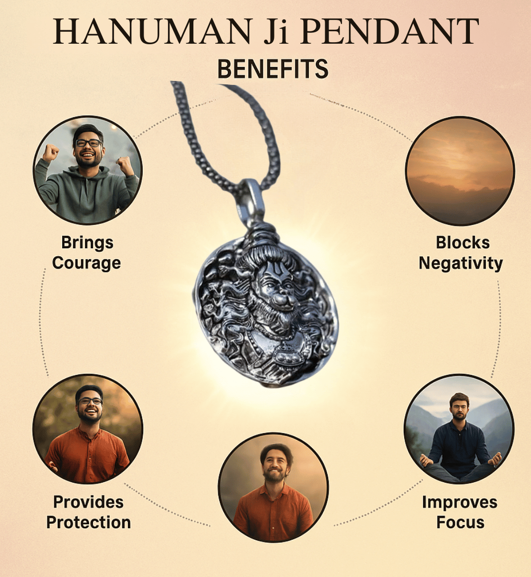 Hanuman Ji Pendant with Oxidized Silver Chain