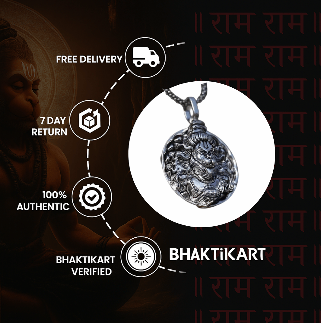Hanuman Ji Pendant with Oxidized Silver Chain